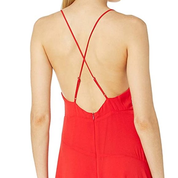 NWT ASTR The Label HOLLAND Hot Red Surplice V-Neck Ruffled Maxi Dress M 6/8 - Picture 5 of 5
